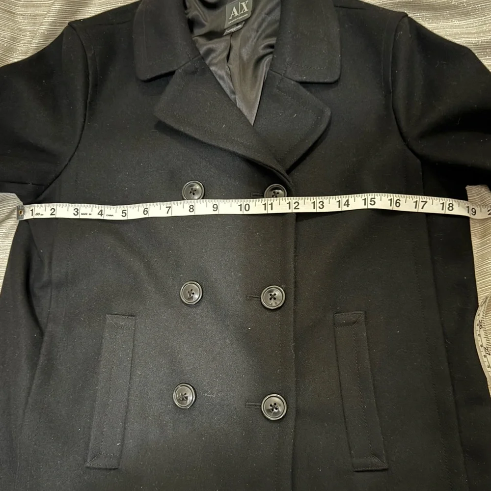 A/X Armani Exchange Women’s Black Wool Blend Pea Coat Jacket Lined Size Medium